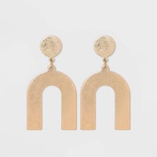 Flat Geometric Brass and in Worn Gold Post Top Stud Earrings - Universal Thread™ Gold | Target