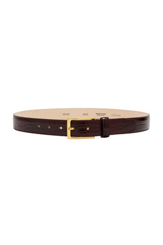 AUREUM No. 5 Crocodile Embossed Belt in Burgundy | FWRD 