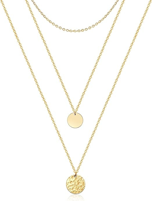 Ldurian Dainty Circle Karma Choker Necklace 14K Real Gold Plated Delicate Circle Necklace for Wom... | Amazon (US)