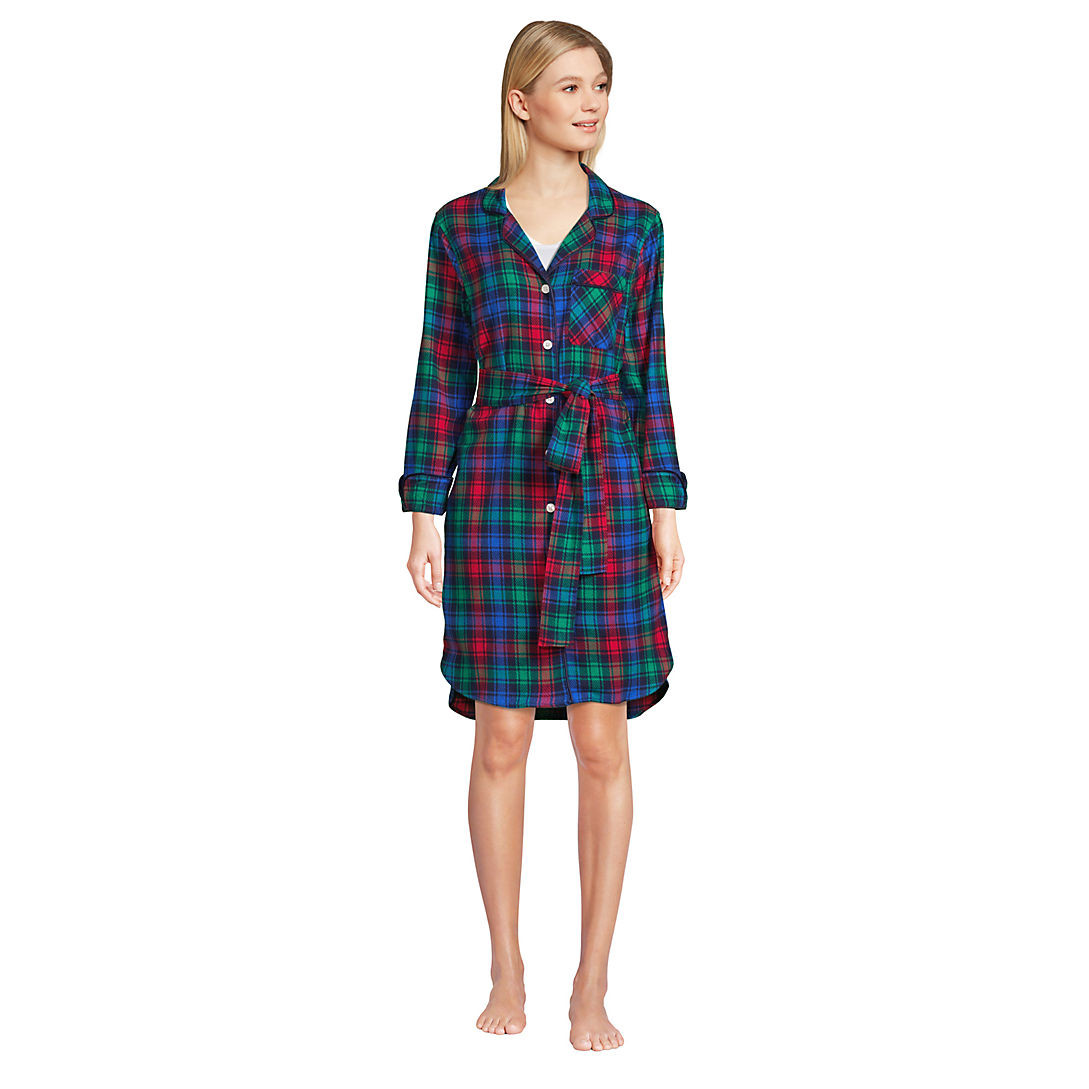 Women's 3/4 Sleeve Flannel Sleepshirt Nightgown | Lands' End (US)