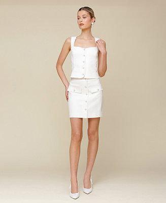 Sweetheart-Neck Vest Top & Button-Front Mini Skirt | Macy's
