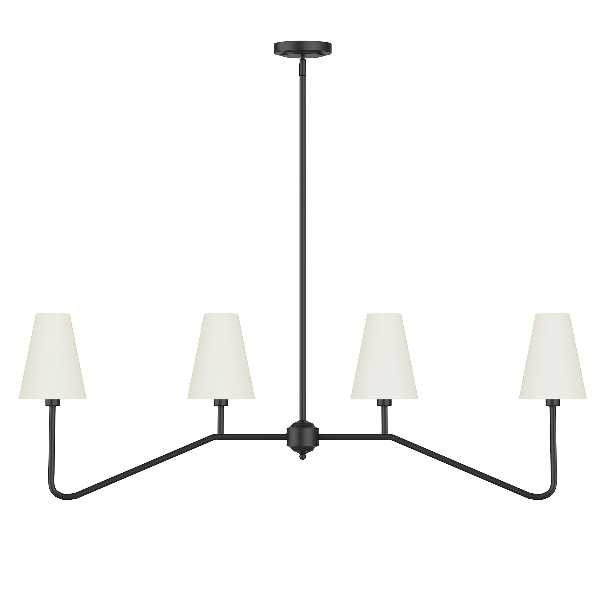 Electro bp;47" W 4-Light Linear Kitchen Island Lighting Fixture Classic Chandeliers Matt Black with White Linen Shades for Dining Room,E12,160W; | Amazon (US)