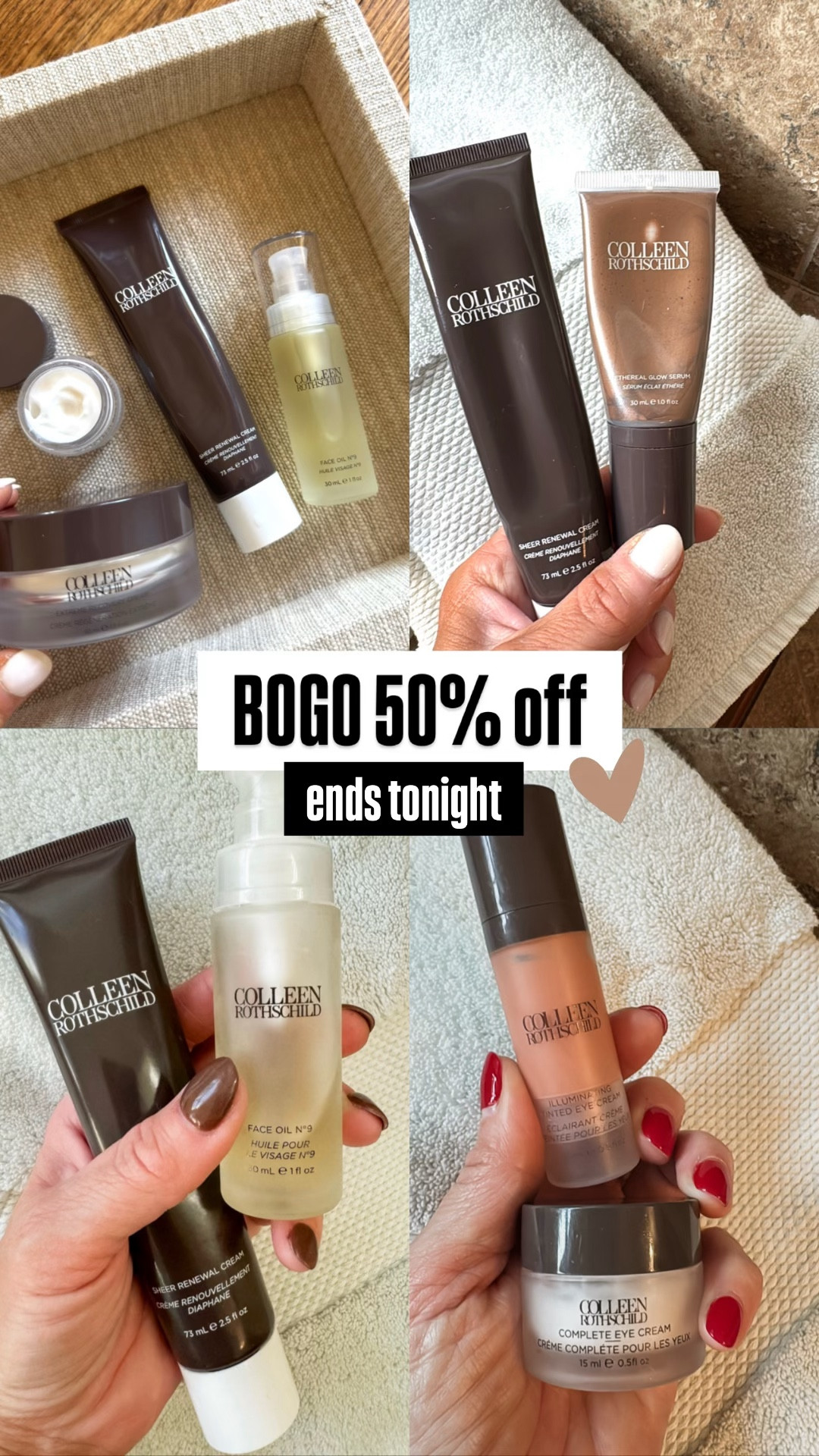Colleen Rothschild BOGO 50% off sale ends tonight. Skincare. 

#LTKSaleAlert #LTKOver40 #LTKBeauty