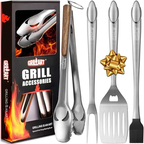 GRILLART BBQ Tools Grill Tools Set -18Inch Grilling Tools BBQ Set - Grill Accessories w/BBQ Tongs... | Amazon (US)