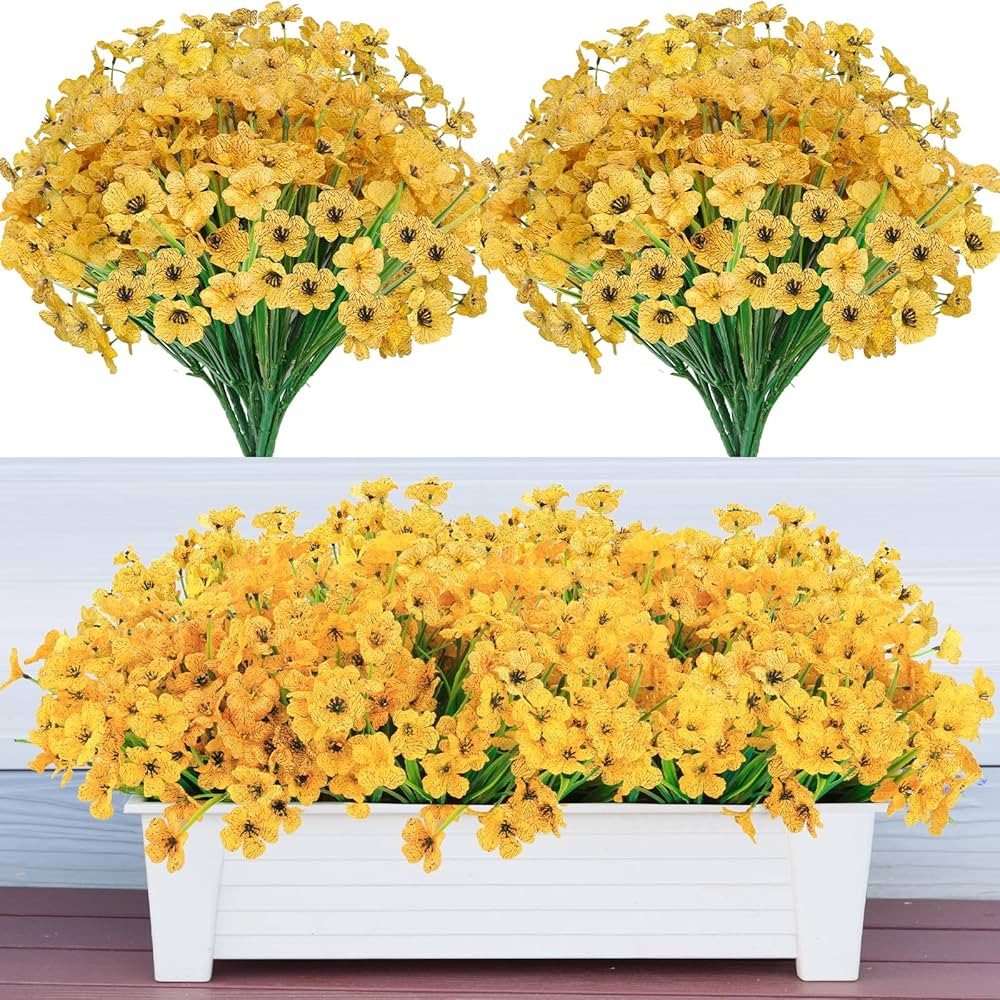 20 paquetes de flores artificiales para decoración de exteriores, flores falsas, plantas de imit... | Amazon (US)
