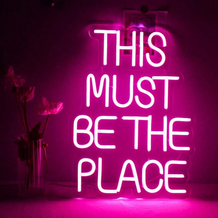 This Must Be The Place Neonsign, Alphabet Neon Light Sign With Usb Power, Easy To Install And Sui... | SHEIN