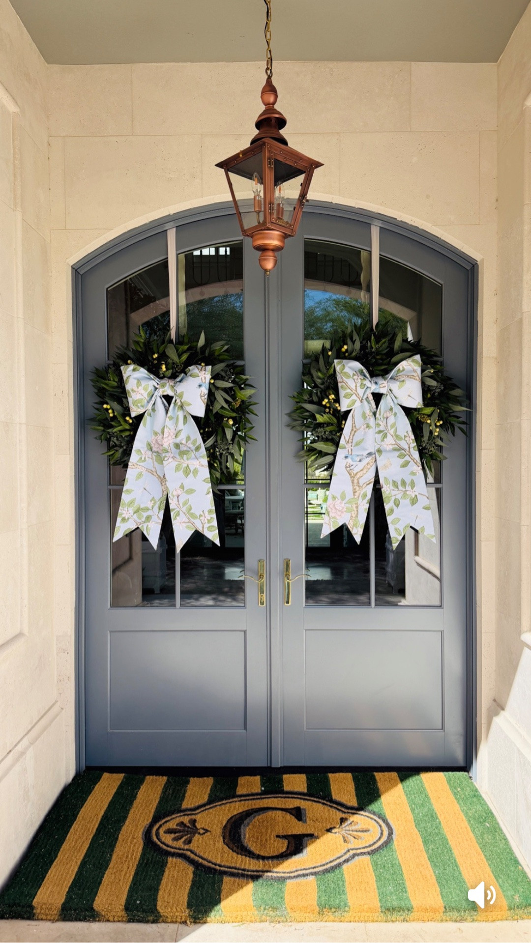 Want to elevate your front PORCH in an easy, high-impact way? Start with your door.

Layer my favorite eucalyptus wreath for a base you can use year round, then add this stunning chinoiserie bow for a polished, elevated look. 

A monogrammed doormat and some pretty planters complete the look. 🤍

#LTKHome #LTKSeasonal