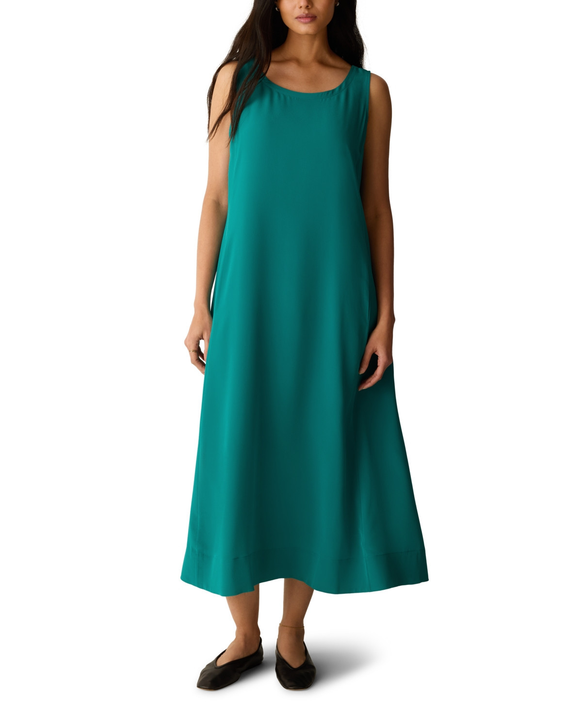 Eileen Fisher Women's Ballet Neck Maxi Dress - Teal | Macy's