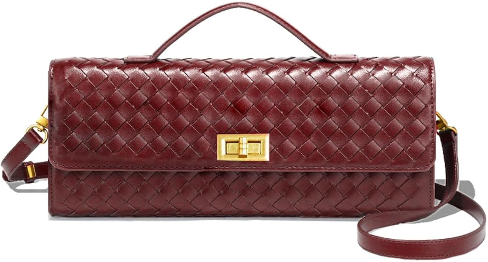 Woven Clutch Purse for Women Fashion Small Square Handbag Vintage Premium Bag PU Leather Handmade... | Amazon (US)