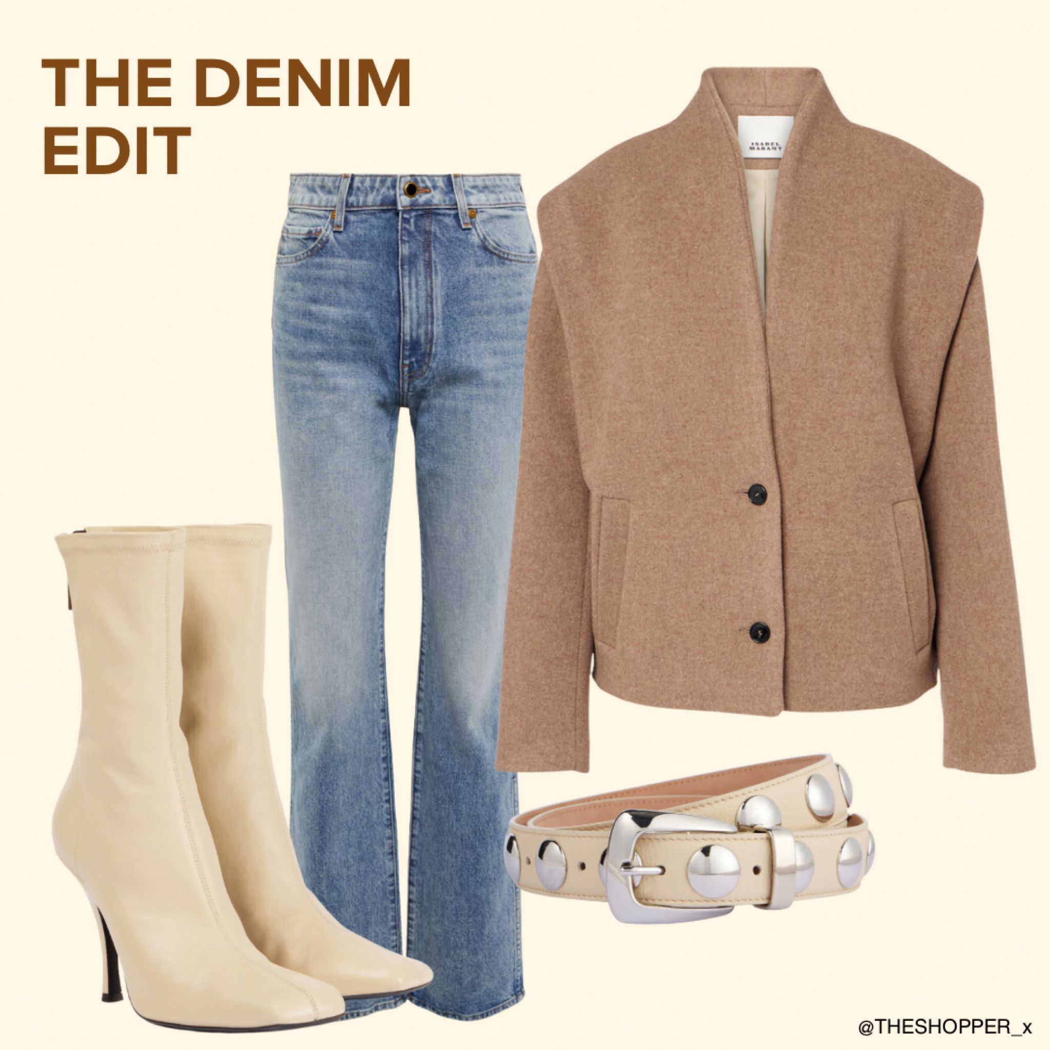 Wool brown coat, blue flare denim jeans, leather heeled boots, studded belt

#LTKuk #LTKeurope #LTKwinter