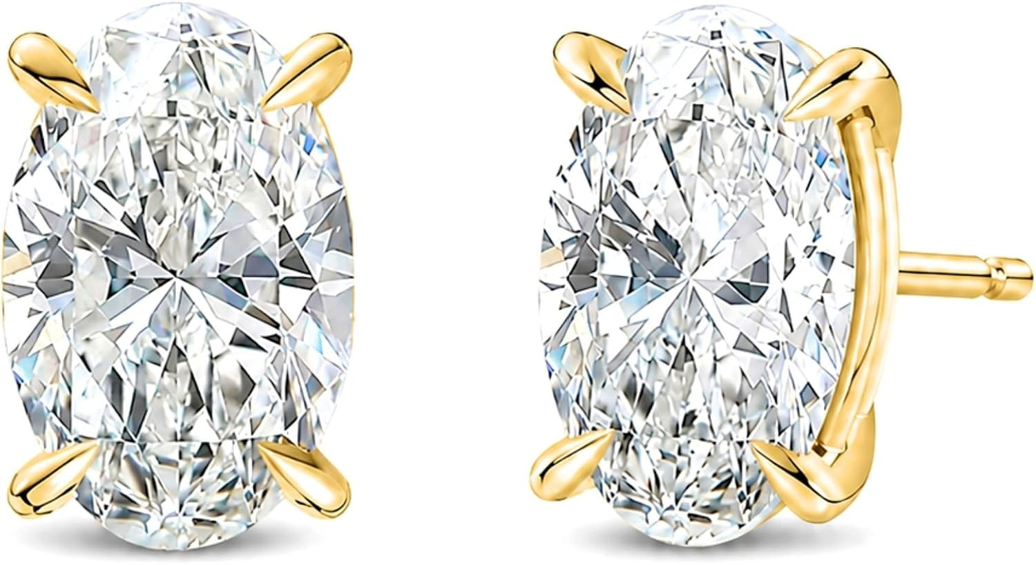 Oval Cubic Zirconia Stud Earrings for Women Sterling Silver Faux Diamond | Amazon (US)