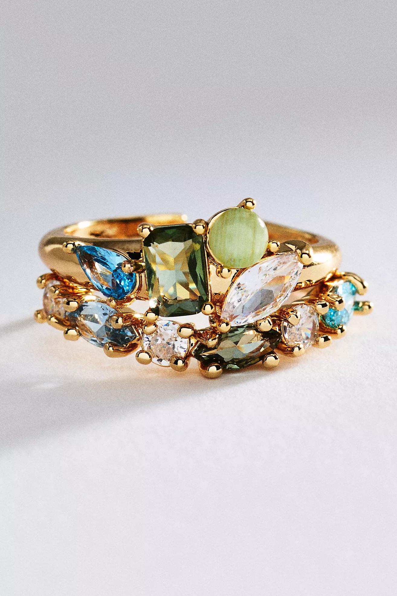 Crystal Cluster Rings, Set of 2 | Anthropologie (US)