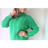 Vintage Kelly Green Cable Knit Sweater - 1980S Retro Mod | Etsy (US)