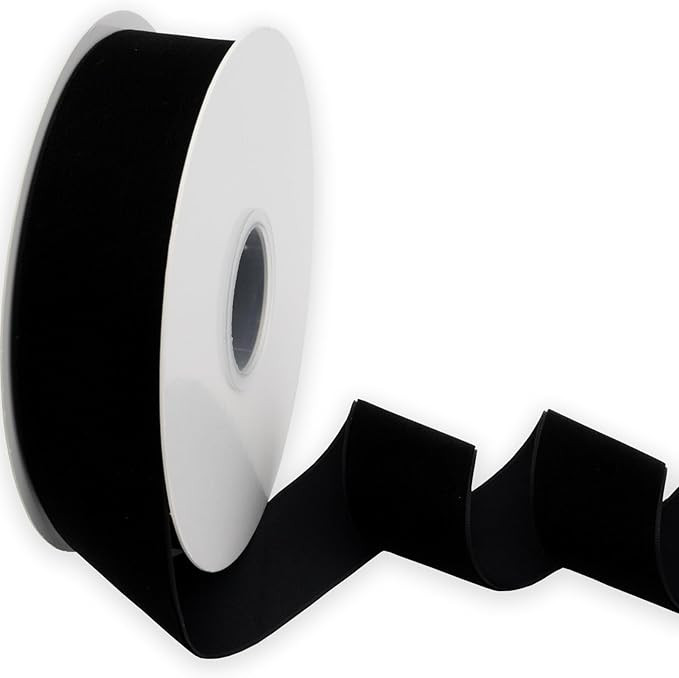 XMRIBBON Black Velvet Ribbon Single Sided,1 1/2 Inch by 10 Yards Spool | Amazon (US)