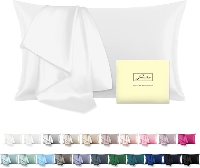 Natural Mulberry Silk Pillowcase for Hair and Skin Standard Size 20"X 26" Case with Hidden Zipper... | Amazon (US)