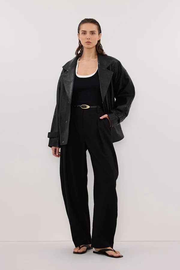 MARGOT BLACK OVERSIZED LEATHER JACKET | DISSH
