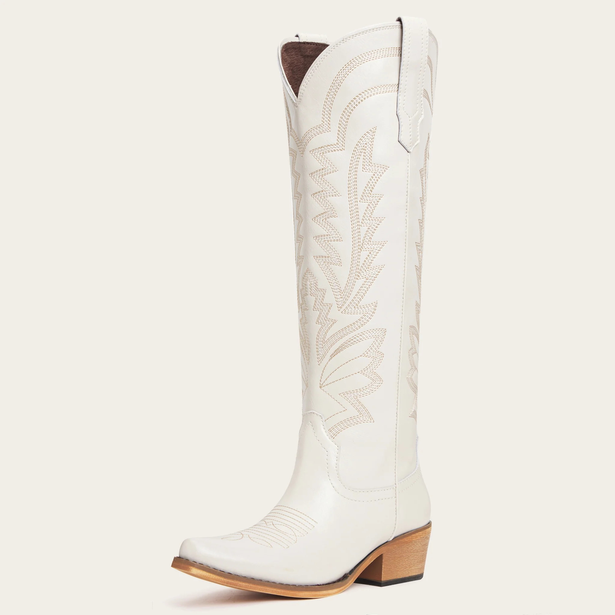 The Laurey - Ivory Embroidered Cowgirl Boots with Classic Western Flair | REDTOP