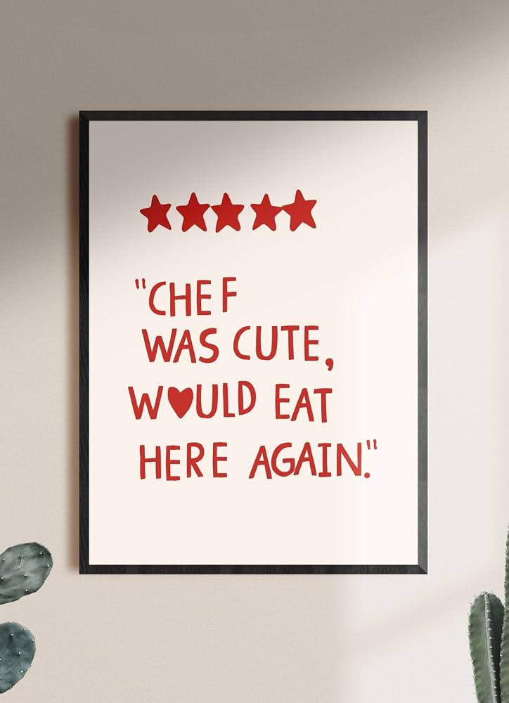 MINI ZOZI Kitchen Wall Art Decor 12X16 Canvas Trendy Large Chef Was Cute Would Eat Here Again Pos... | Amazon (US)