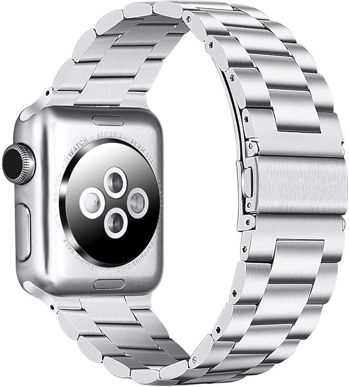 PUGO TOP Compatible with Silver Apple Watch Band 38mm 40mm Series 5/4/3/2/1 Stainless Steel Iwatc... | Amazon (US)