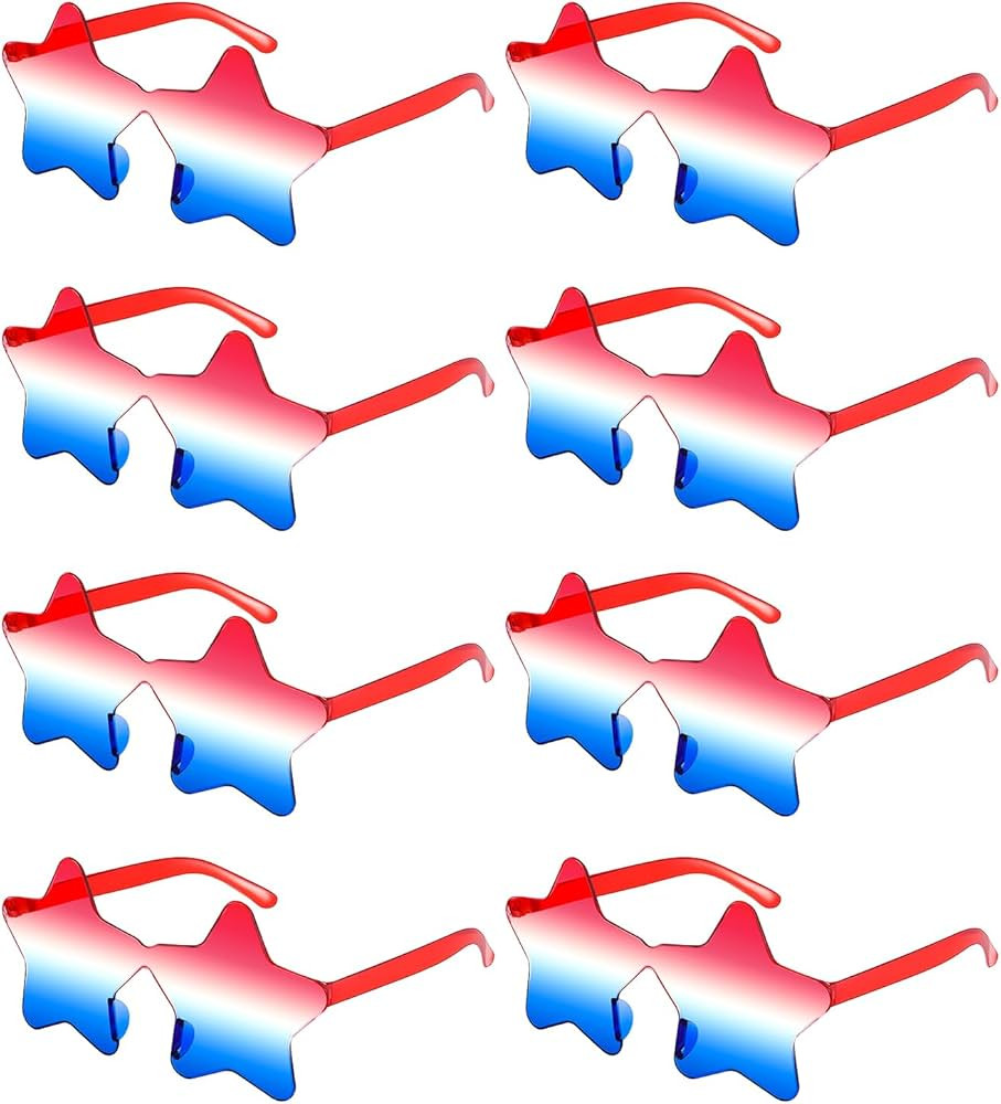 8 Pairs Star Sunglasses 4th of July Glasses Accessories Outfit for Women Kids Adults Patriotic Ri... | Amazon (US)