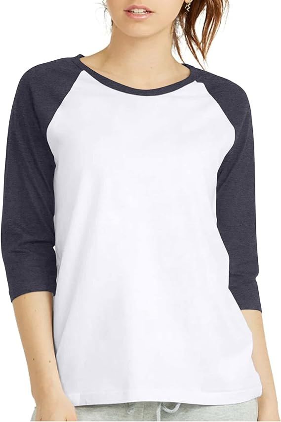 Women 3/4 Sleeve Baseball Tee - Raglan Shirts Jersey Tops Quarter Sleeve Shirt Tees | Amazon (US)