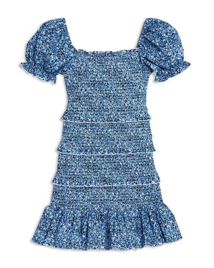 Girls' Laila Puff Sleeve Tiered Smocked Dress - Big Kid | Bloomingdale's (US)