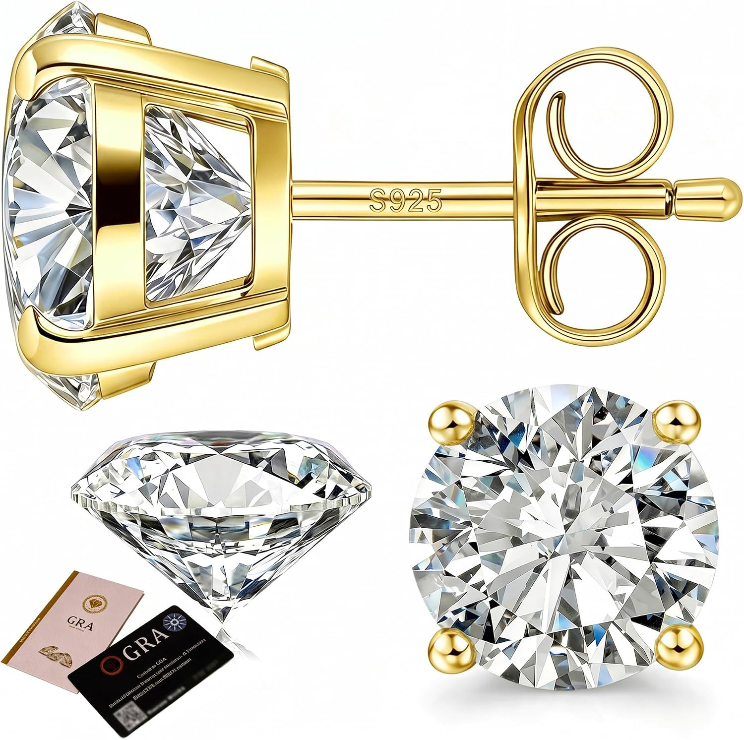 Moissanite Earrings Studs for Women and Men, 925 Sterling Silver | Amazon (US)