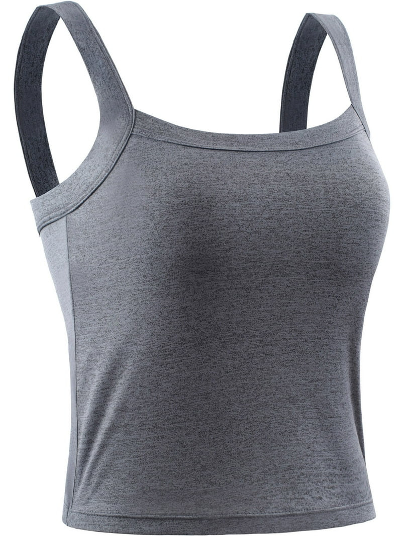NELEUS Womens Athletic Cropped Tank Top with Built in Bra Camisole for Layer Stretch Wider Strap,... | Walmart (US)
