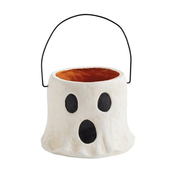 Mud Pie Ghost Mini Treat Bucket in White | Paper Mache | Mud Pie