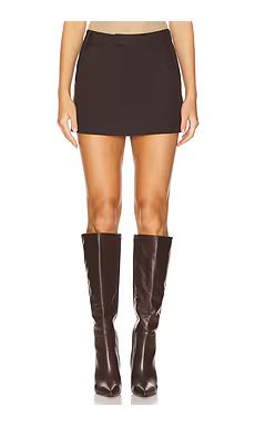 Bardot Maika Mid Rise Mini Skirt in Dark Chocolate from Revolve.com | Revolve Clothing (Global)