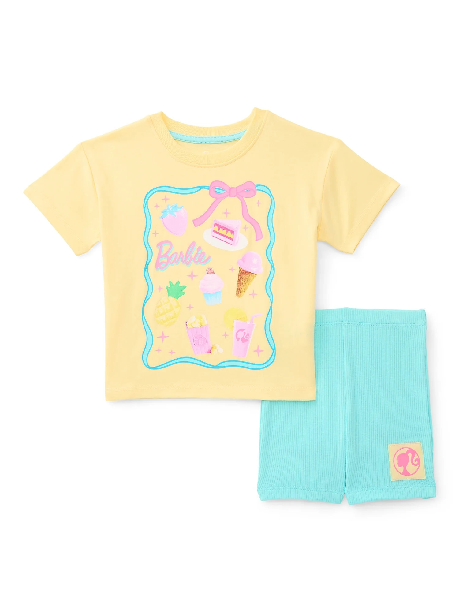 Barbie Toddler Girls Graphic Tee and Bike Shorts Set, 2-Piece, Sizes 12M-5T | Walmart (US)