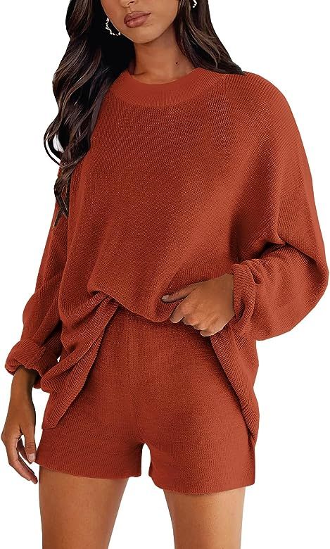 LILLUSORY 2 Piece Outfits For Women 2023 Fall Lounge Matching Loungewear Sets Oversized Sweater a... | Amazon (US)