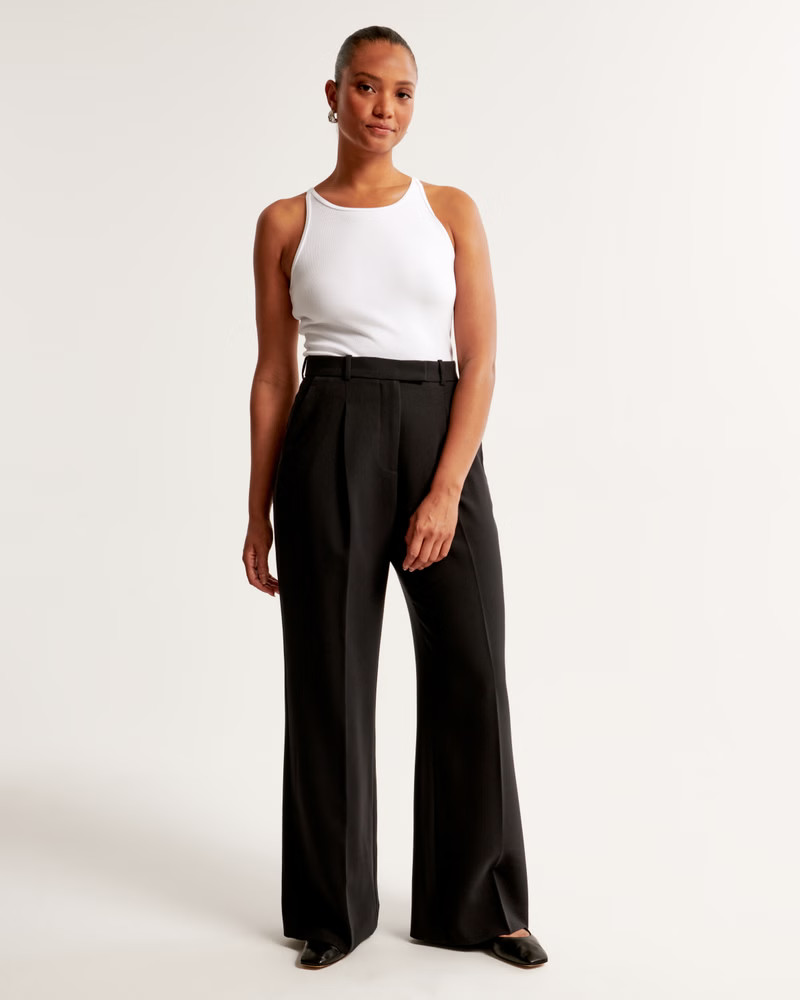 Women's Curve Love A&F Harper Tailored Ultra Wide Leg Pant | Women's Bottoms | Abercrombie.com | Abercrombie & Fitch (US)