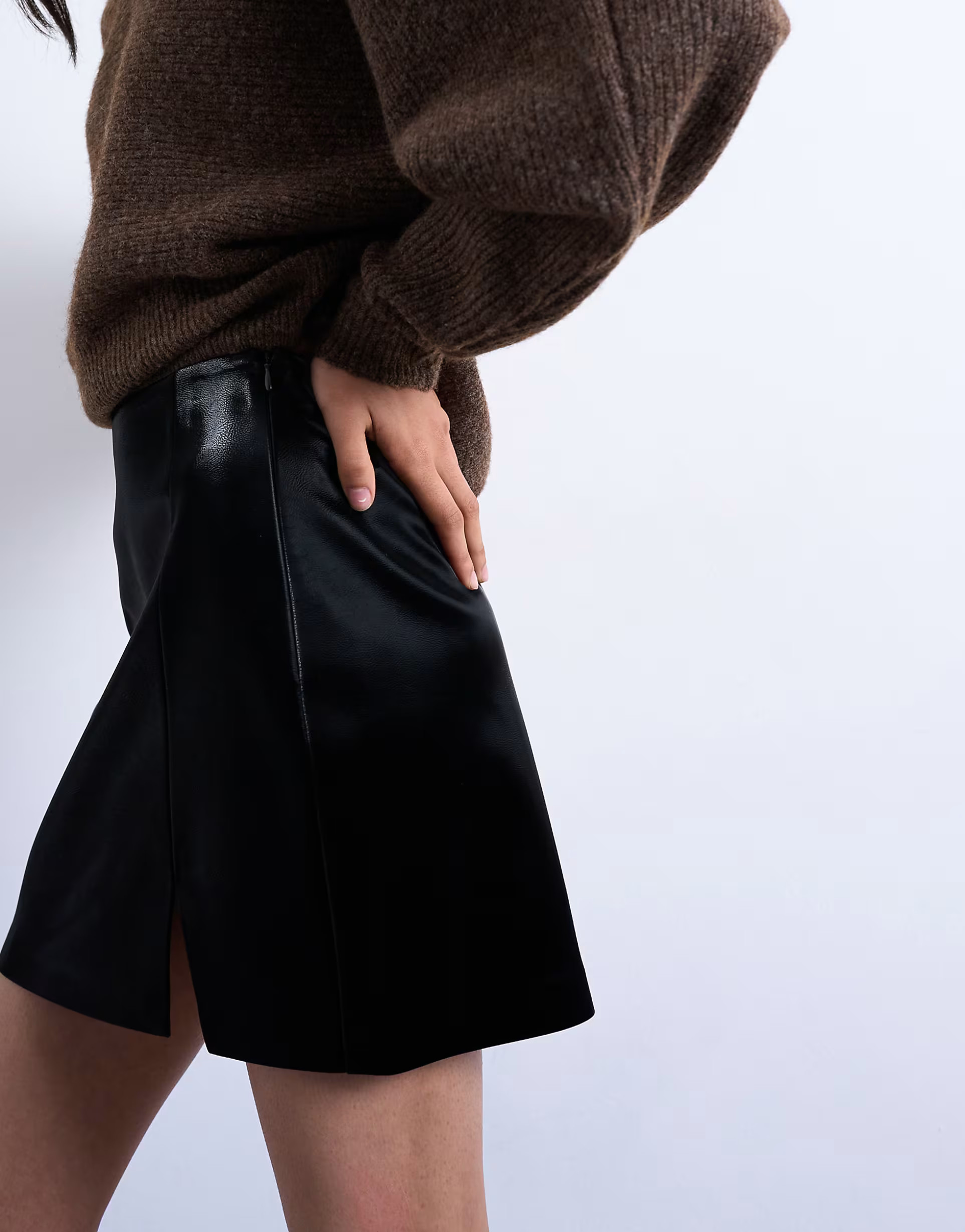 Topshop faux leather hi-shine mini pelmet skirt in black | ASOS (Global)
