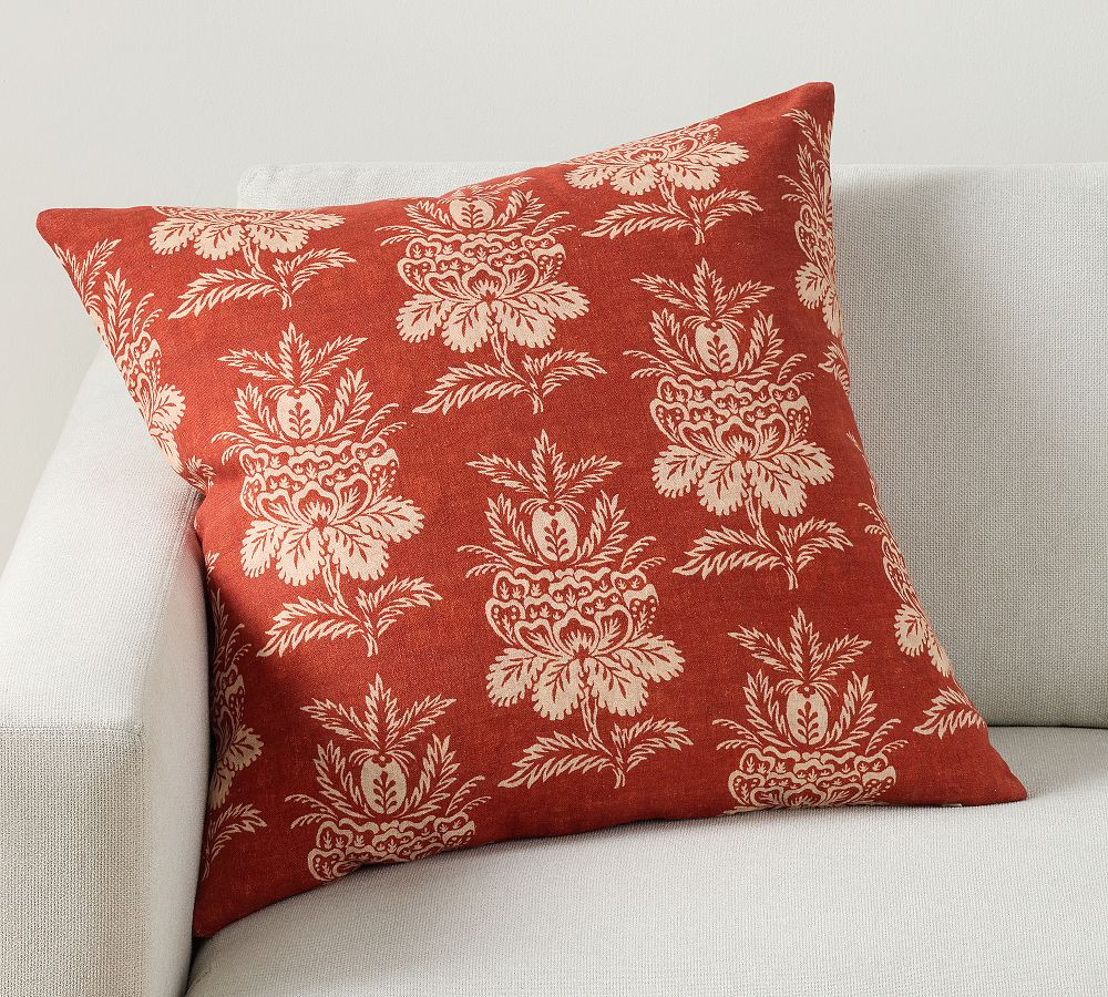 Amston Vintage Floral Printed Pillow, 24"" x 24"", Red Multi | Pottery Barn (US)