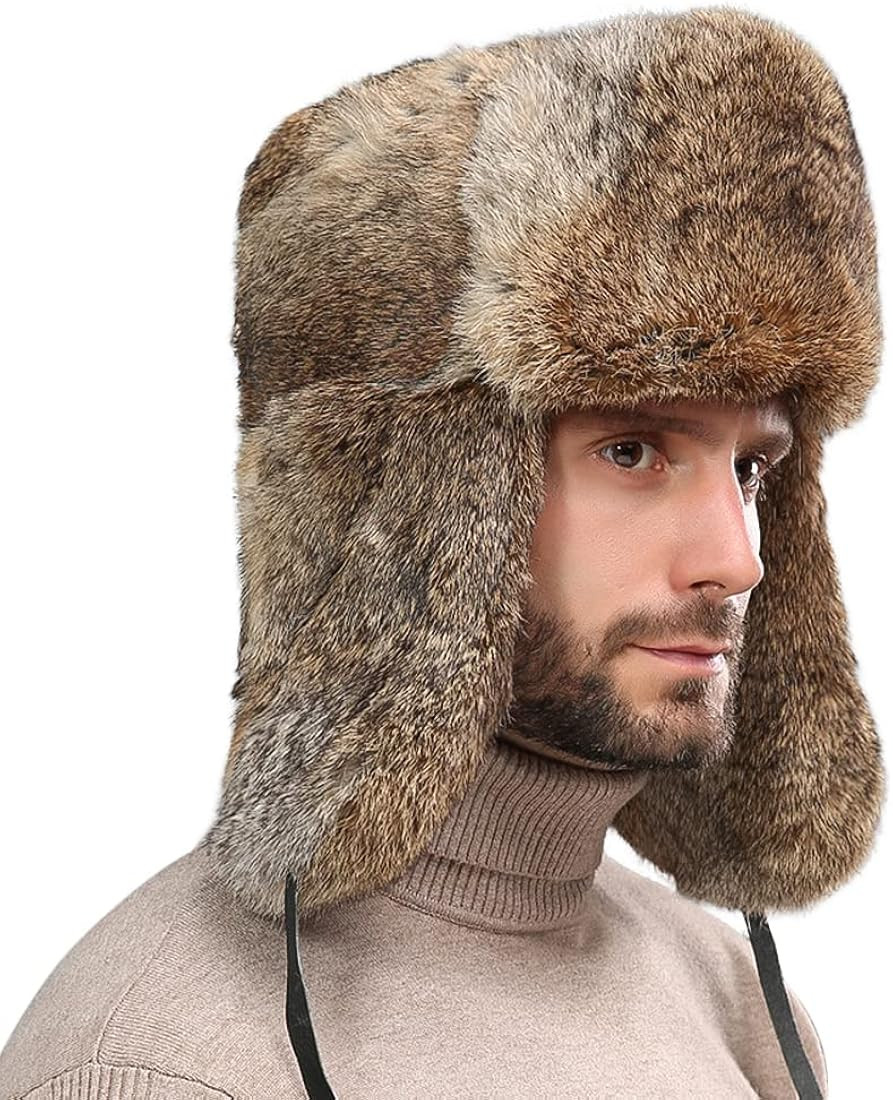 Trapper Hat Winter Russian Ushanka Hat Men Women with Faux Rabbit Fur Earflap Hat Windproof for H... | Amazon (US)