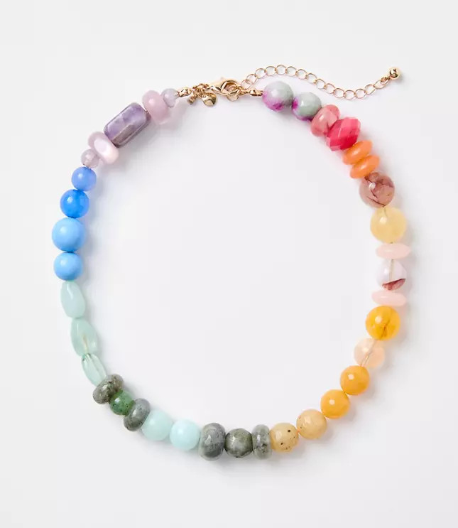 Rainbow Beaded Statement Necklace | LOFT