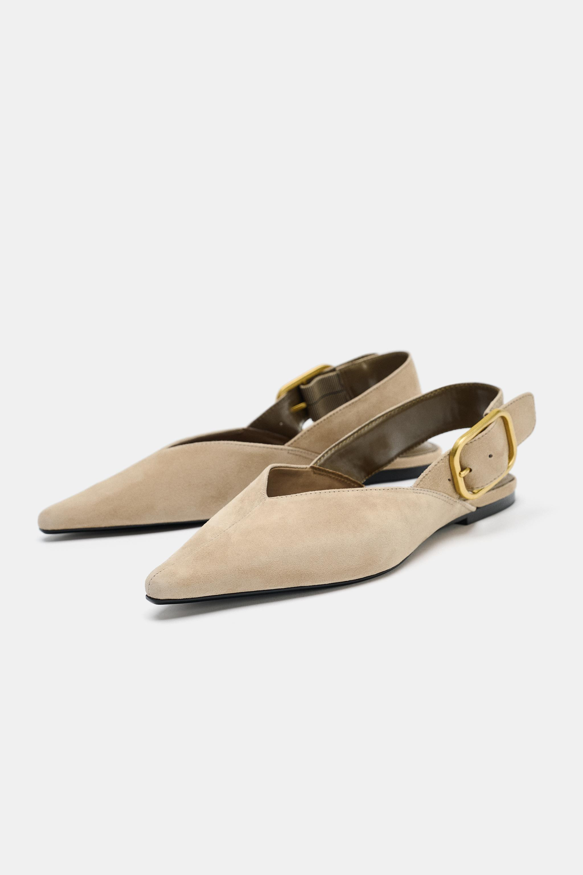 SPLIT LEATHER BUCKLE SLINGBACKS | Zara US