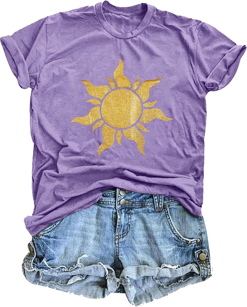 Magical Shirt Women Magic Sun Print Tshirt Cute Sunshine Graphics T Shirts Summer Vacation Short ... | Amazon (US)