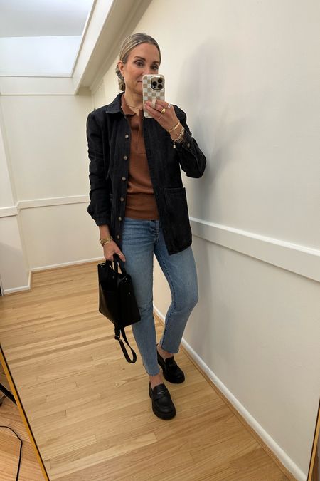 Fall style ootd! Madewell sweater, Sezane denim jacket, Evereve straight leg jeans, black lug sole loafers, casual office, workwear, fall outfit, fall shoes

#LTKworkwear #LTKfindsunder100 #LTKxMadewell