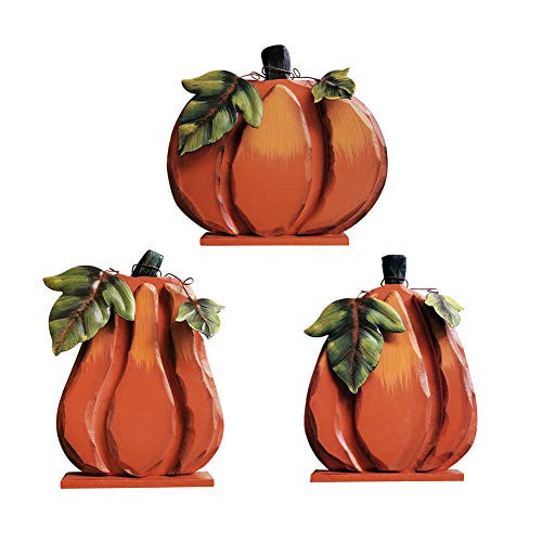Fall Decor Wood Pumpkin Set of 3 Decorative Pumpkins Tabletop Centerpiece | Amazon (US)