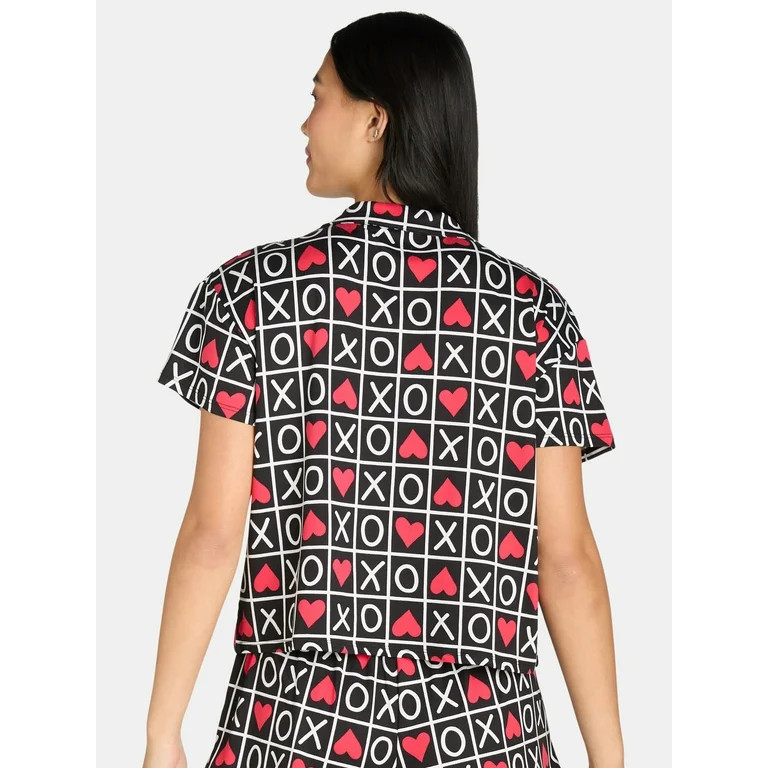 Women’s Valentine’s Day Print Shorty Notch Collar Pajama Set from Way to Celebrate, 2-Piece, ... | Walmart (US)