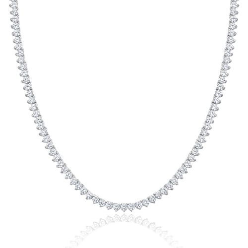 Gemsme Tennis Necklaces for Women, 18K Gold or White Gold Plated 3mm Round Cubic Zirconia CZ Tennis Chain Necklace, 3-Prong Dainty Statement Jewelry for Wedding Party Formal Prom, 22 Inch | Amazon (US)