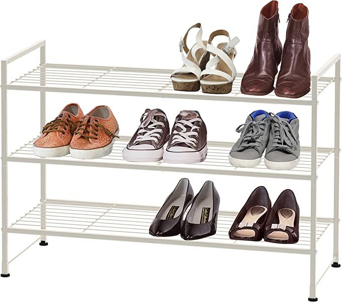 Simple Houseware 3-Tier Stackable Shoes Rack Storage Shelf, White | Amazon (US)