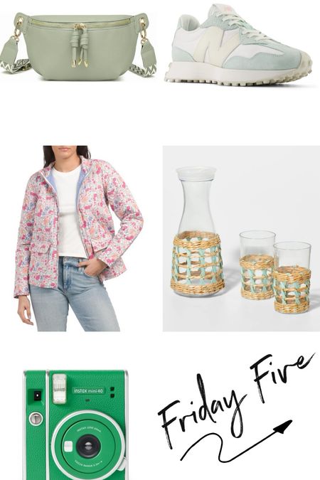 Friday five 

Spring sneakers
Spring floral jackets 
Rattan glasses
Instax camera
Sage and mint crossbody bags

#LTKSeasonal #LTKxTarget
