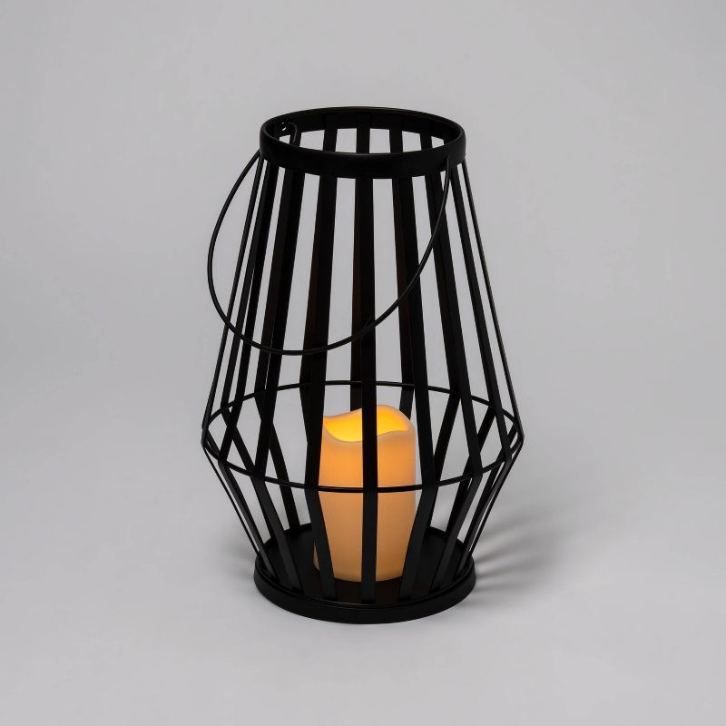 13.5&#34; Light Up Metal Slat Black Halloween Decorative Lantern - Hyde &#38; EEK! Boutique&#8482... | Target