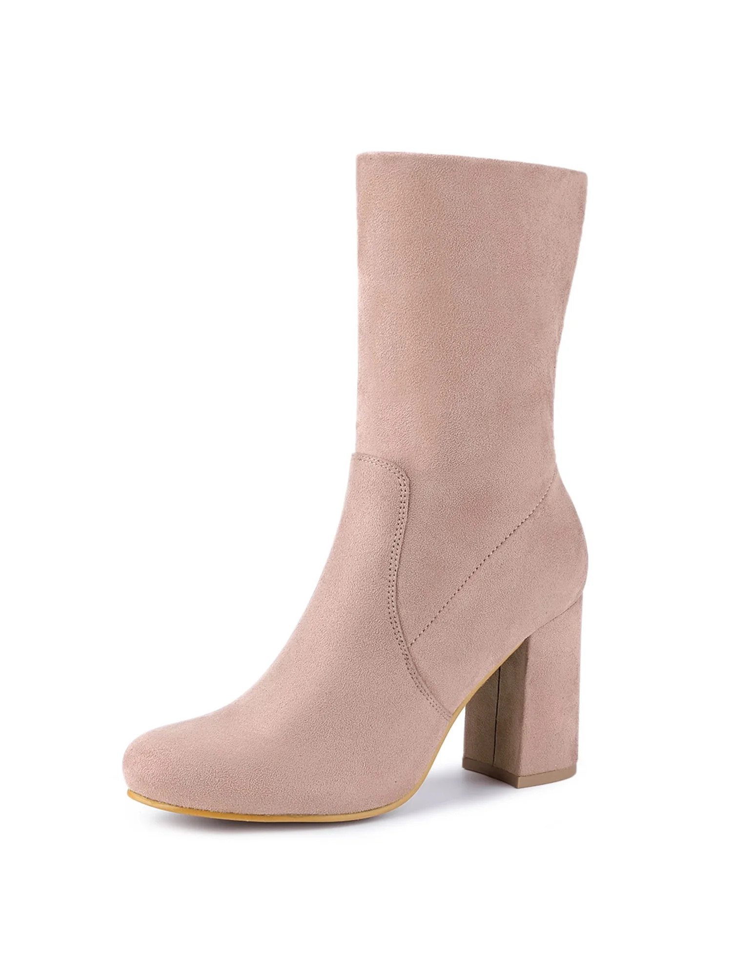 Allegra K Women's Rounded Toe Block Heel Stretch Ankle Boots | Walmart (US)