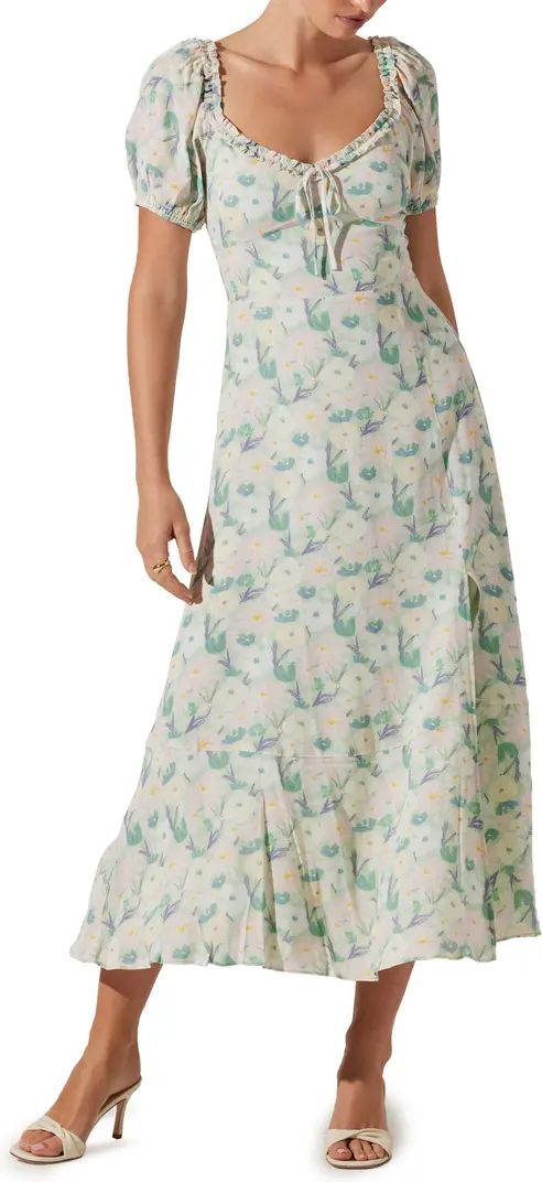 Floral Puff Sleeve Midi Dress | Nordstrom