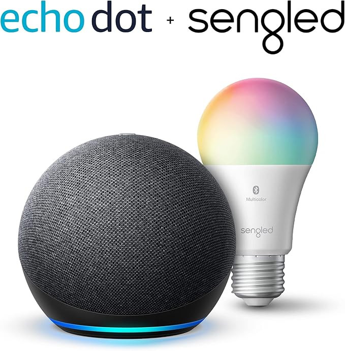Echo Dot (4th Gen) | Smart speaker with Alexa | Charcoal with Sengled Bluetooth Color bulb | Amazon (US)