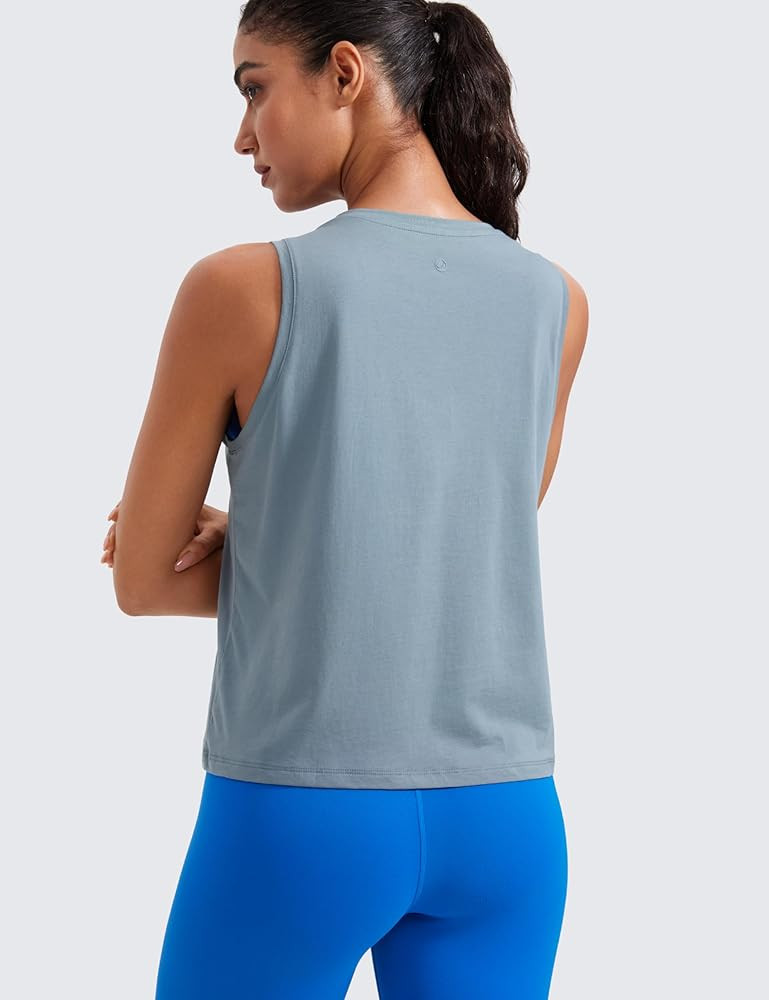CRZ YOGA Women's Pima Cotton Sleeveless Loose Tank Tops Exercise Gym Yoga Tops Athletic Shirts | Amazon (US)